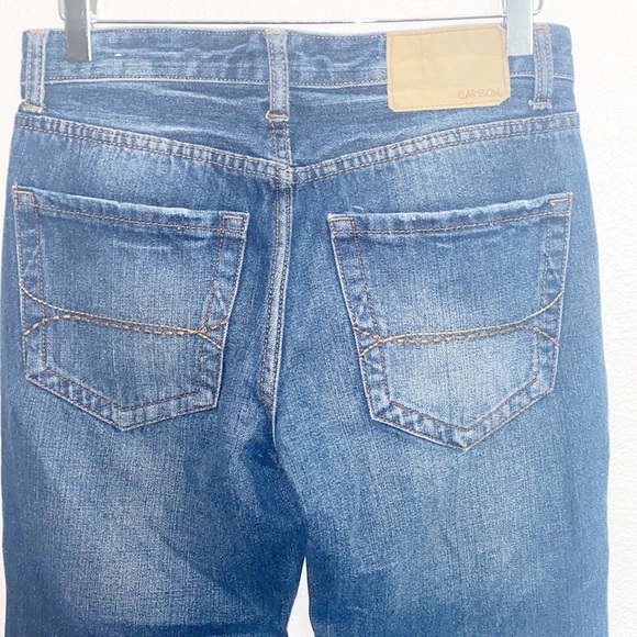 Carbon Mens Dark Wash Minor Distressed Boot Jeans - Picture 7 of 12